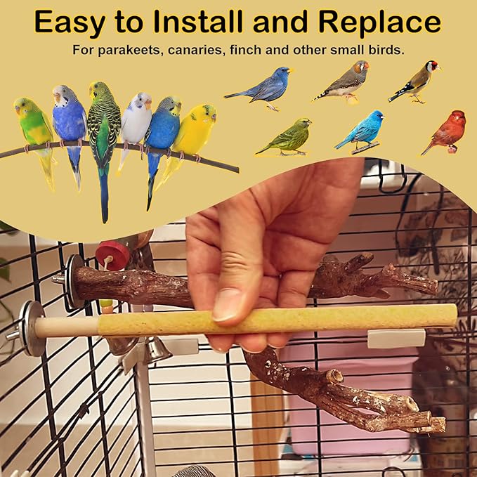 S&X Bird Perch Covers, Sand Perch Covers Sandpaper for Budgies, Canaries, Parakeets, Lovebirds and Other Small Birds (72-Pack Small 7.5" x 0.4")