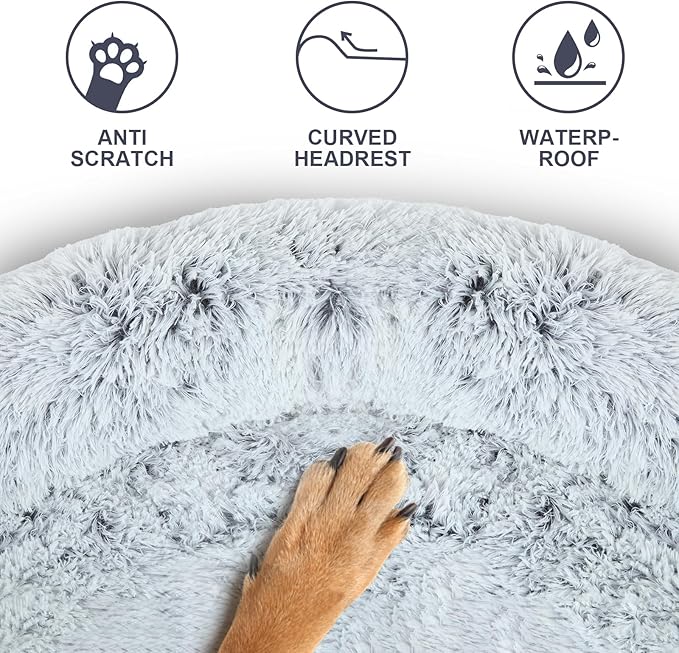 Luxurious Dog Couch Bed Protector for Dogs Memory Foam, Removable Fluffy Plush Pet Couch Cover for Dogs Washable, Calming Dog Sofa Beds, Waterproof Couch Protector, Pet Beds Mats for Couch(M)