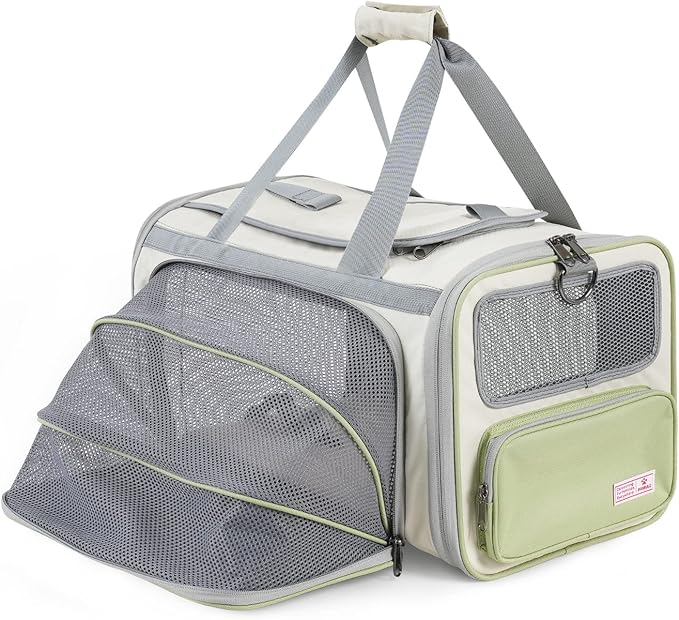 Pawaii Cat Carrier with ID Tag, TSA Airline Approved Soft Sided Collapsible Pet Travel Carrier, Portable Comfortable Convenient Foldable Cat Travel Bag