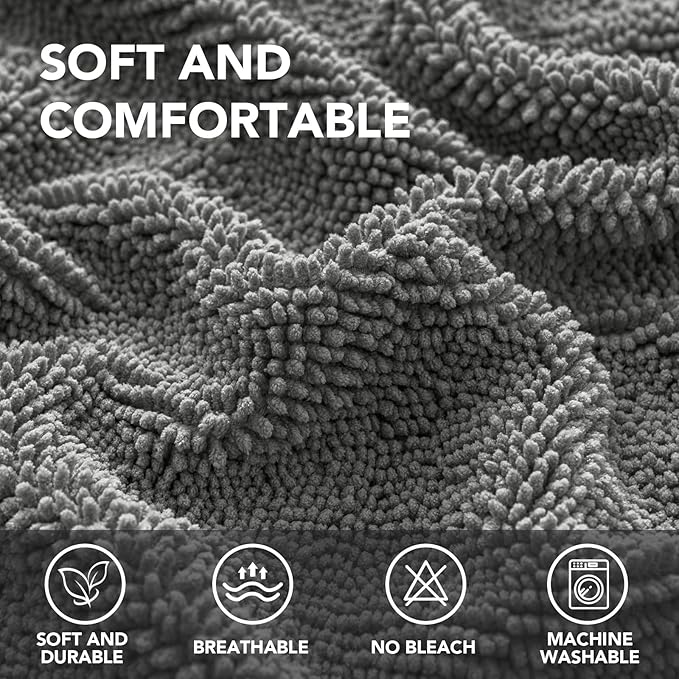 H.VERSAILTEX Non Slip Pet Couch Cover Chenille Dog Bed Protector Thick Soft Sofa Slipcover Pet Friendly Washable Couch Cushion Covers for Pets (30" x 70", Gray)