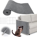 Cat Scratch Furniture Protector - 40" x 15.8" Trimmable Self-Adhesive Cats Claws Scratch Pads, DIY Cat Climbing Couch Protector for Scratch Post Cat Tree Replacement Indoor (Light Gray)