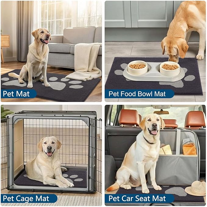 Buganda Dog Door Mat for Muddy Paws, Absorbent Dirt Trapper Washable Indoor Doormats, Non Slip Low-Profile Mud Mat for Dogs, Front Entrance Doormat for Inside Floor (47x32 Inches, Dark Grey)