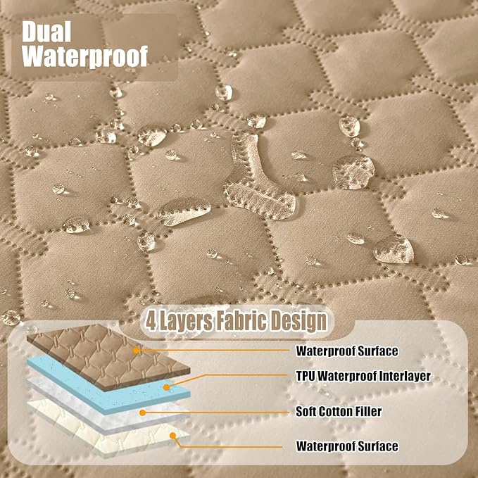Smiry Waterproof Dog Bed Cover Blanket, Soft Reversible Pet Blanket, Washable Leakproof Cats Dogs Couch Cover for Sofa, Couch, Furniture (68x82 Inch, Camel/Beige)