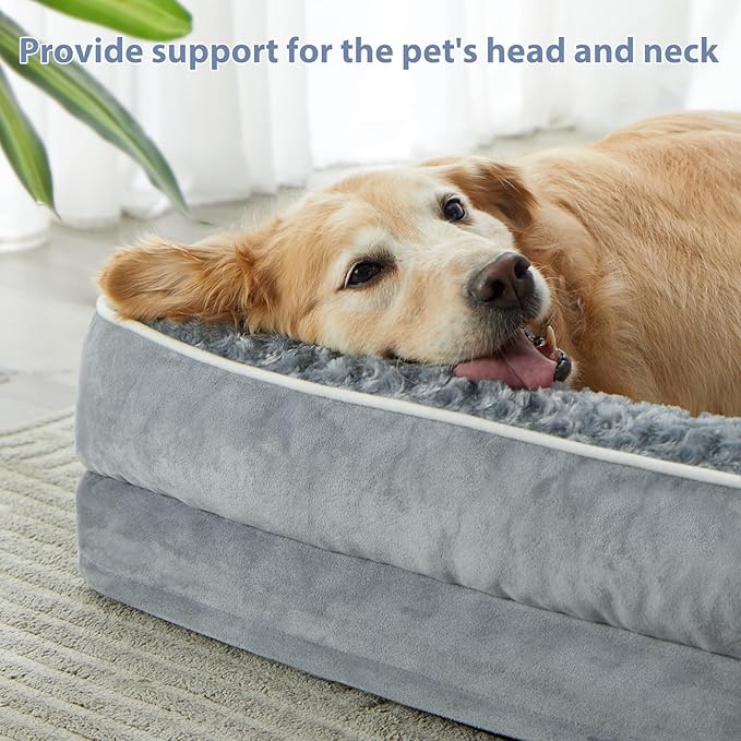 BFPETHOME Orthopedic Dog Beds for Extra Large Dogs, Waterproof Sofa XXL Dog Bed with Sides, Non-Slip Bottom and Egg-Crate Foam Big Pet Couch Bed with Washable Removable Cover,Pet Bed for Large Dogs