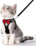 Cat Vest Harness and Leash Set for Walking Escape Proof, Adjustable Kitten Harness Breathable Mesh with Reflective Strips Harness for Kitty Puppy Bunny (Black,S)