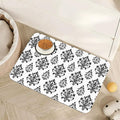 Vintage Damask Flower Dog Cat Food Mat,White Black Floral Absorbent Pet Feeding Mat for Food and Water,Non-Slip Dog Bowl Mats Floor Protector 16"x24"