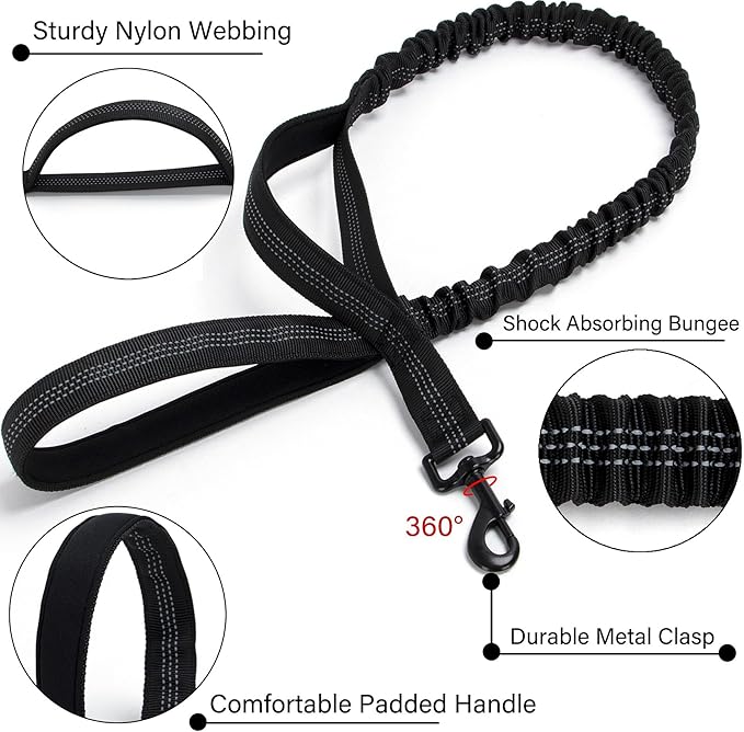 Tactical Dog Collar Set, Adjustable Military Training Nylon Dog Collar with Control Handle and Heavy Quick-Release Metal Buckle for Small Medium Large Dogs, Black Set L