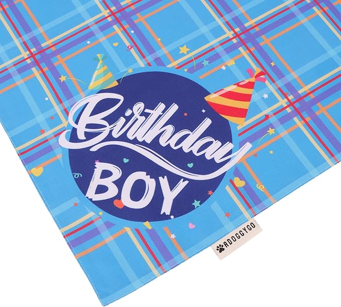 ADOGGYGO Dog Birthday Party Supplies, Blue Birthday Boy Puppy Bandana, Bowtie, Numbers, Party Hat for Small Dogs (Small)