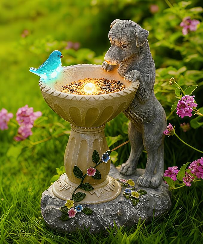Nacome Solar Dog Garden Statues: Outdoor Decor Ornaments for Outside Decorations Lawn Porch Yard Art Patio Balcony - Birthday Gifts for Mom Grandma Women Lover
