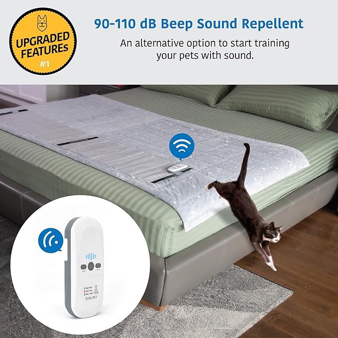 SVD.PET (2-Pack Pet Training Mat with Tester, Pet Shock Pad, Dogs & Cats Electronic Repellent mat for Indoor, 3 Training Modes, 5 Levels, Pet Safe Mode (White controler 30" X 16")