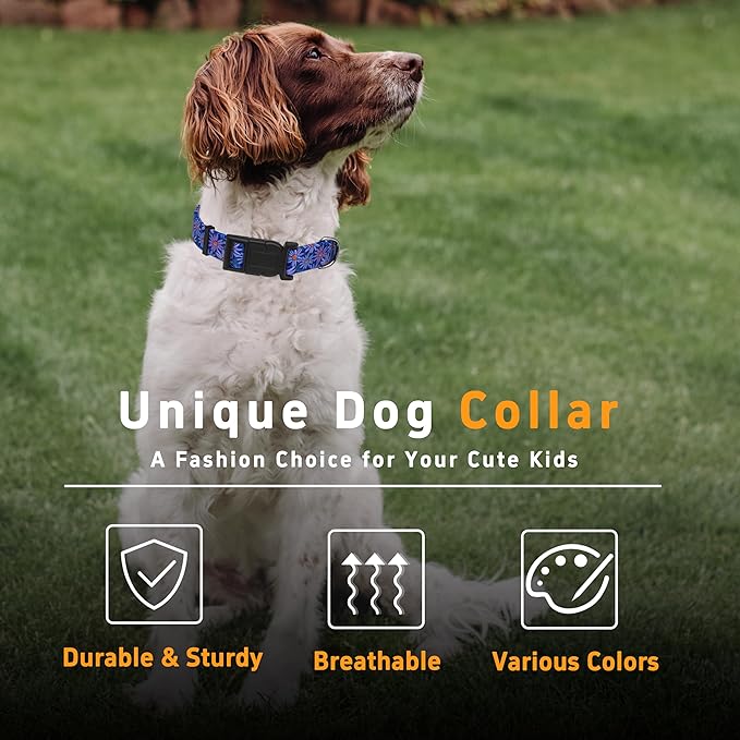 Dog Collar, Classical Indian Spirit Boys Girls Puppy Collar for Small Medium Large Dogs, Adjustable Soft Indian Pet Collar with Safety Buckle for Male Females(Purple,S)