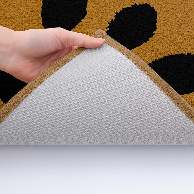Buganda Dog Door Mat for Muddy Paws, Absorbent Dirt Trapper Washable Indoor Doormats, Non Slip Low-Profile Mud Mat for Dogs, Front Entrance Doormat for Inside Floor (30x20 Inches, Yellow and Black)