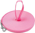 Downtown Pet Supply - Long Dog Leash - 15 ft Pink Nylon Dog Training Leash for Recall & Obedience