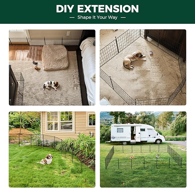 FXW MiniPaws Unleashed Dog Playpen, Expandable & Portable Design for Yard, RV Camping and Indoor Use, for Small and Medium Dogs, 32-inch 24 Panels