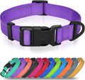 Joytale Reflective Dog Collar, Adjustable Nylon Pet Collar with Quick-Release Buckle for Medium Dogs, Purple, M
