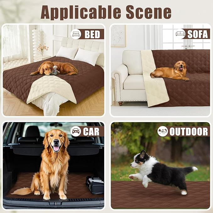 Smiry Waterproof Dog Bed Cover Blanket 40x70, Soft Reversible Pet Blanket, Washable Leakproof Cats Dogs Couch Cover for Sofa, Couch, Furniture, Brown/Beige