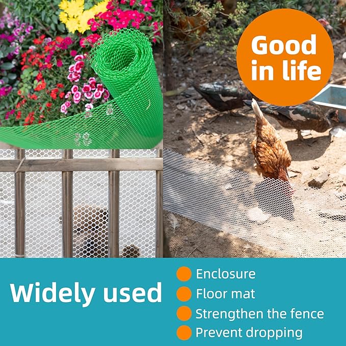 Pet & Garden Safeguard - 15.7IN x 16.4FT Roll - Green Plastic Netting, Multi-Use Decorative Fencing for Poultry, Dogs, Rabbits,Chicken and Snake Barrier