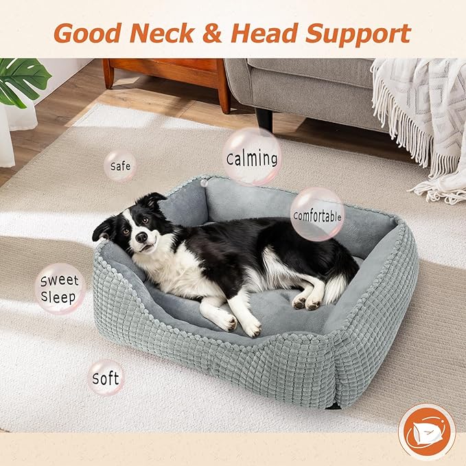 MIXJOY Dog Beds for Medium Dogs Washable, Rectangle Pet Bed Medium Size Dog, Orthopedic Sleeping Pet Sofa Bed, Soft Calming Cat Beds for Indoor Cats, Anti-Slip Bottom with Multiple Size