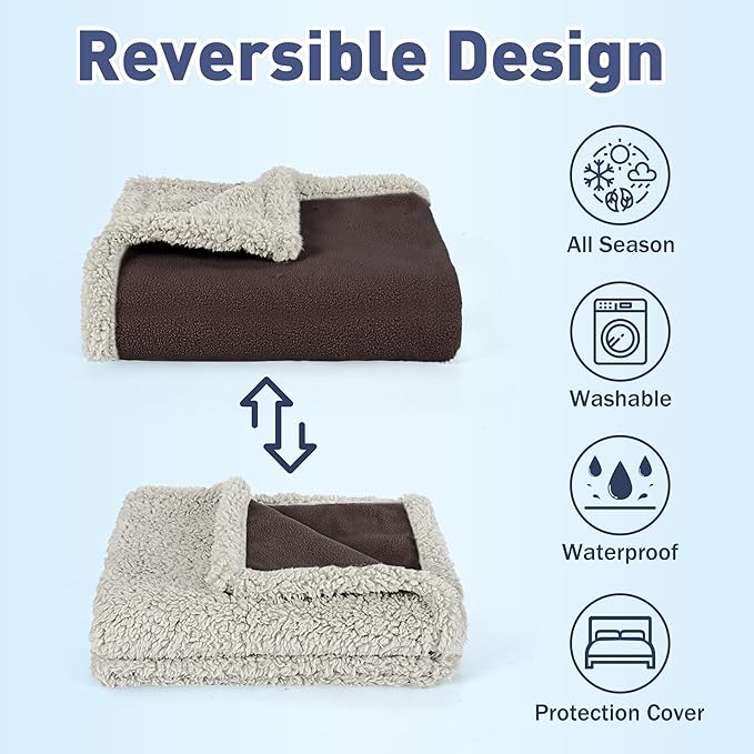 Kritter Planet Waterproof Dog Blanket, Reversible Water Proof Pet Blanket for Couch, Bed & Sofa, Washable Couch Covers for Large Dogs - Protects Furniture from Fur, Dirt, and Accidents