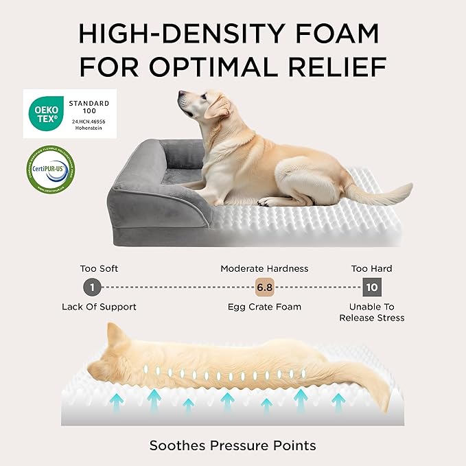 Bedsure XL Orthopedic Dog Bed for Extra Large Dogs - Washable XLarge Dog Cat Bed Waterproof, Comfort Dogs Couch Sofa with Washable Removable Cover, Pet Bed with Nonskid Bottom, Lavender, 42"