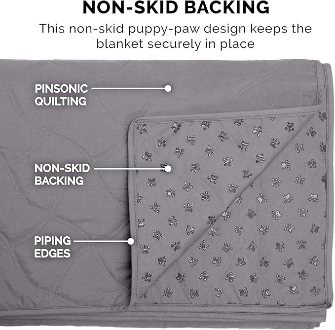 Furhaven Waterproof & Non-Slip Queen Size Mattress Cover Protector for Dogs & Cats, Washable, For Beds, Couches, & Car Seats - Quilted Twill Blanket Mattress Cover - Gray, Large/Queen Size