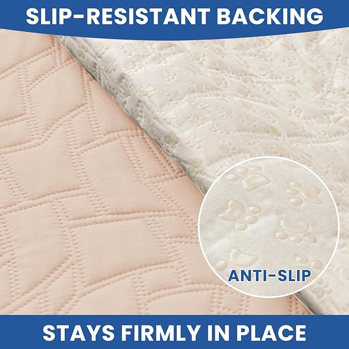 Waterproof Dog Bed Cover, Non-Slip Dog Blanket for Couch, Couch Covers for Dogs Washable, Pet Blanket for Furniture, Pet Bed Mat for Sofa, Car, Pet Supplies (52x82 Inch, Beige)