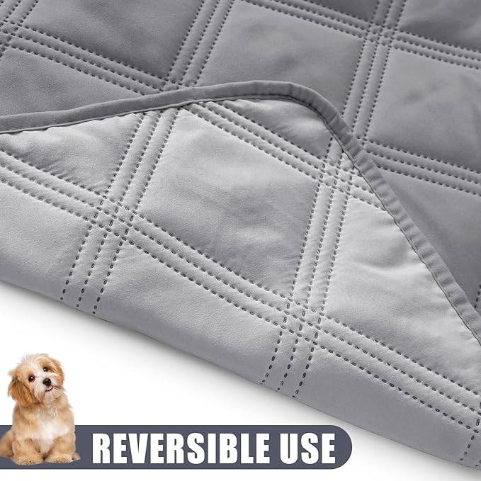 Smiry Waterproof Dog Bed Cover Blanket 30x53, Soft Reversible Pet Blanket, Washable Leakproof Cats Dogs Couch Cover for Sofa, Couch, Furniture, Grey/Light Grey