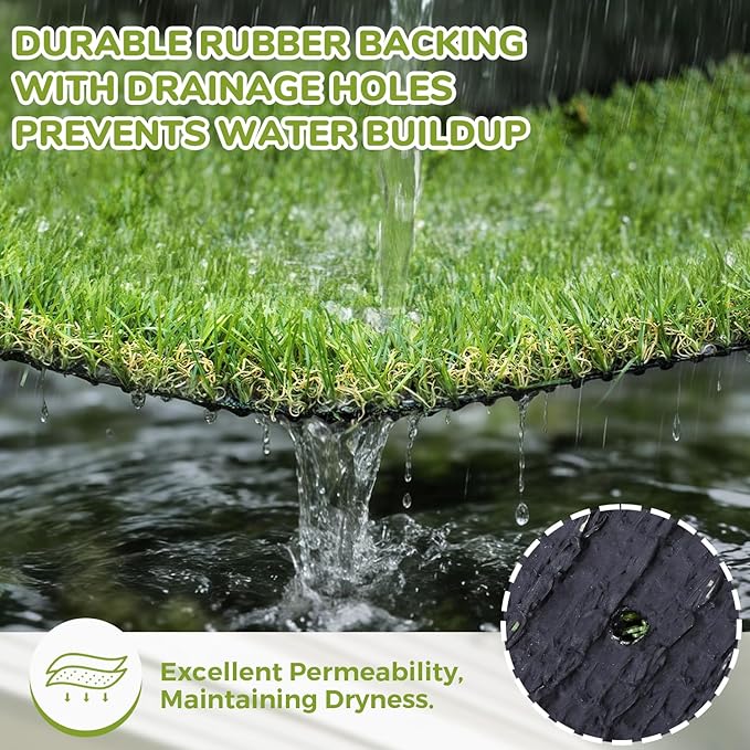 Artificial Grass Rug Indoor Outdoor, 6 x 10FT Faux Grass Turf with Drainage Holes, Realistic Artificial Lawn Rug Dog Pets Mat, Turf Carpet for Garden Lawn Landscape Balcony Patio Backyard Easter Decor