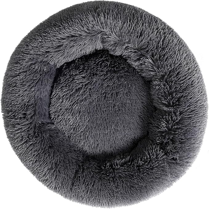 Super Soft Donut Cat Bed and Dog Bed Round Plush Pet Cushion Fluffy Rabbit Cave Warm Cozy Anti Anxiety Beds Dog Pillow for Up to 5KG