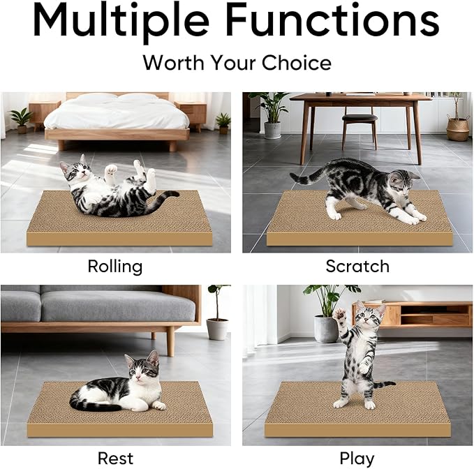 AGYM 5 Packs Cat Scratcher, 5 Packs Refill Cat Scratching Pad Cardboard for Indoor Cats and Kitten, Large Size Durable&Premium Recyclable Cardboard Cat Scratcher