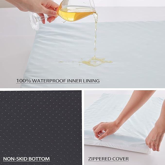 Extra Large Dog Bed, Cooling Dog Beds for Large Size, Washable Orthopedic Pet Mat for Crate with Joint Relief Memory Foam, Waterproof Liner and Plush Cover (50’’x 34’’)