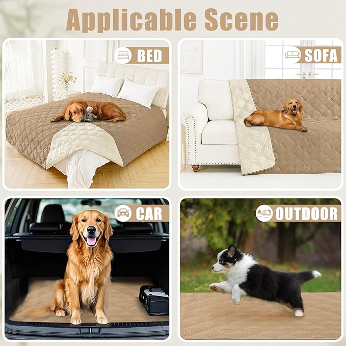 Smiry Waterproof Dog Bed Cover Blanket 40x50, Soft Reversible Pet Blanket, Washable Leakproof Cats Dogs Couch Cover for Sofa, Couch, Furniture, Camel/Beige