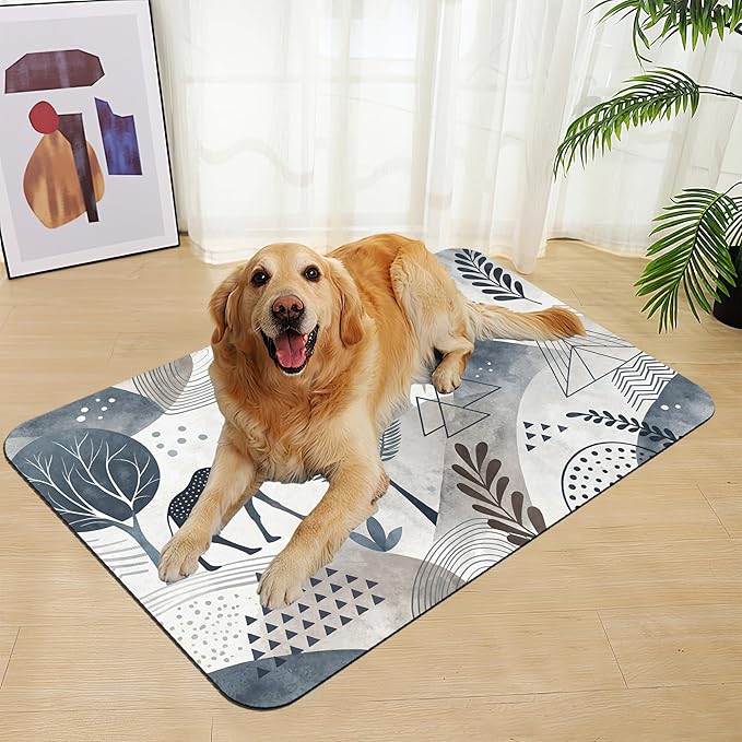 Watercolor Desert Camel Pet Feeding Mat for Floors–Christmas Stocking Absorbent Quick Dry Dog Cat Bowl Mat for Food and Water, Non Slip Waterproof Base, Mess-Free Feeding Accessories 12"x20"