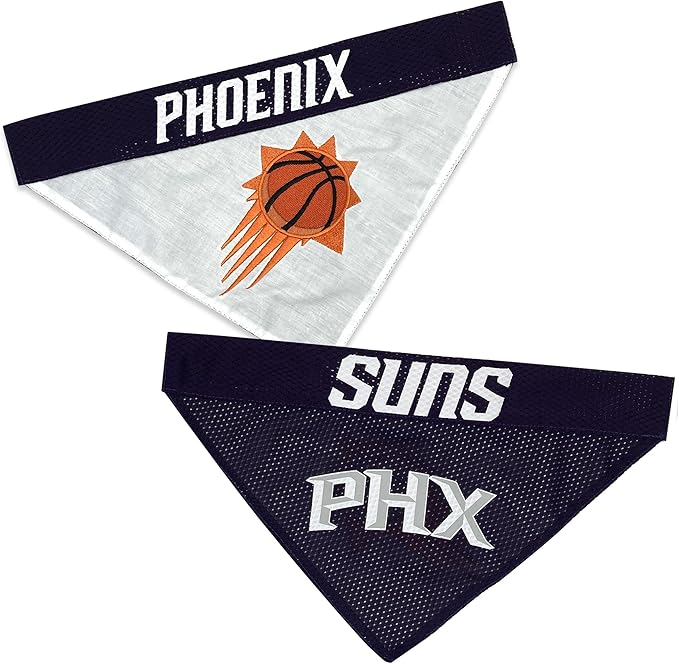 Pets First NBA Dog Bandana -Pheonix Suns Reversible Bandana. 2 Sided Home & Away Sports Bandana with a Premium Embroidery Team Logo, Large/X-Large