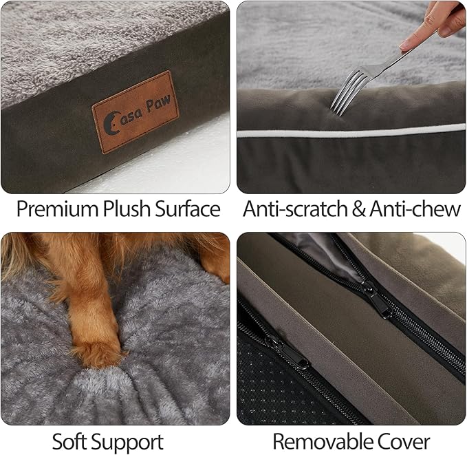Orthopedic Dog Beds for Extra Large Dogs, Waterproof Egg Crate Foam XL Dog Bed with Sides 45x35Inch, Big Dogs Couch Beds with Removable Washable Cover and Nonskid Bottom, Dark Green