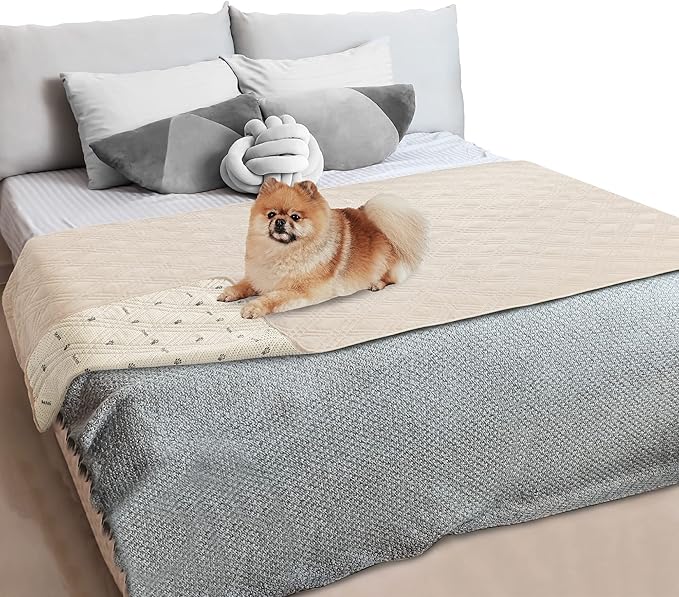 PetAmi Waterproof Couch Cover for Dogs, Reversible Furniture Cover Sofa Protector for Pet Cat Bed, Washable Blanket Dog Cover for Couch Seat, 52x82 Beige