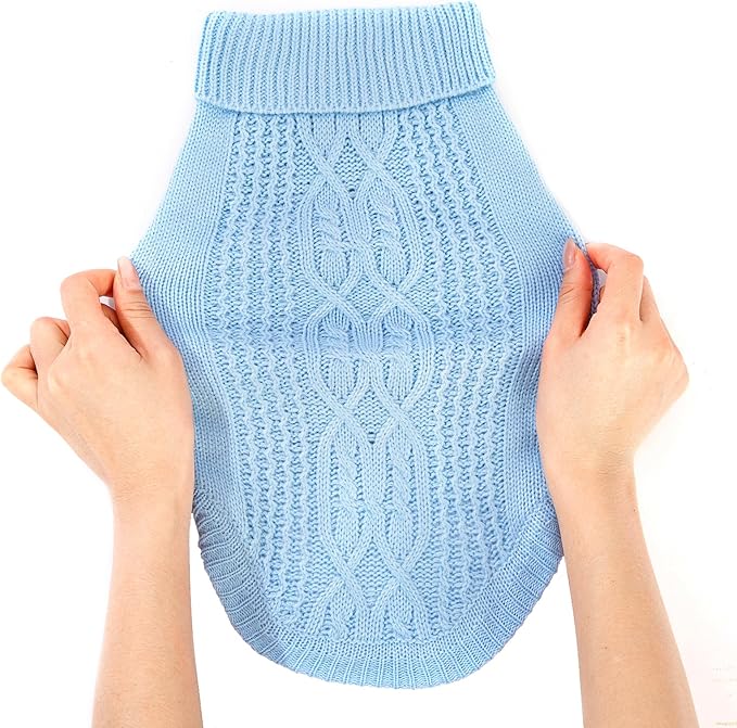 Stretchy Cat Sweater - 17 Colors & 6 Sizes | Snug Winter-Ready Knit for Boy/Girl Cats & Kittens(Blue, Large)
