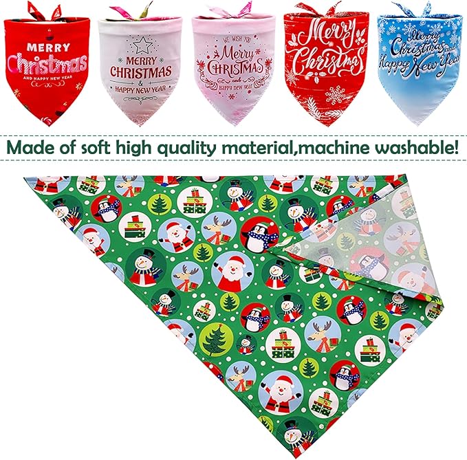 30 Pcs Christmas Happy New Year Dog Bandanas Bulk for Dogs Stitch Dog Bandanas Party Grooming M
