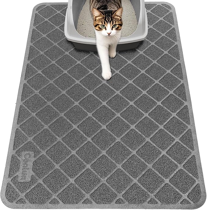 Cat Litter Mat Litter Trapping Mat, 30" x 20" Premium Durable PVC Grid Mesh with Scatter Control, Non-Slip, Less Waste Cat Litter Box Mat, Soft on Kitty’s Paws, Urine Waterproof