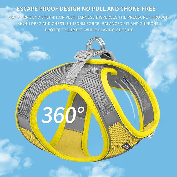 AIITLE Easy Walk Dog Harness and Leash Set - Pet Supply No Pull, Step in Adjustable Dog Harness with Padded Vest, Dog Harness No Choke Over, Easy to Put on Medium Dogs Yellow L