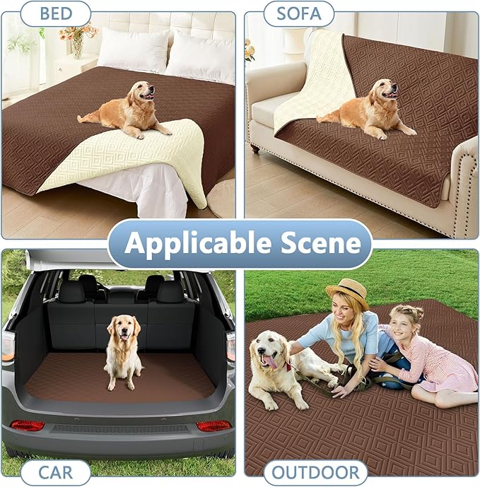 hyha Waterproof Dog Blanket, Soft Dog Bed Cover Pet Blankets, Waterproof Sofa Couch Cover for Dogs Washable, Reversible Pet Couch Covers for Sofa Furniture (30x53 Inch, Brown/Beige)