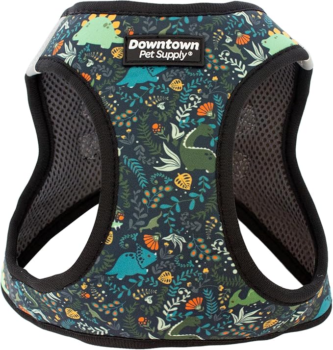 Downtown Pet Supply Step-in Dog Harness – No Pull, Adjustable Padded Mesh with Reflective Trim, Secure Buckle Strap – Comfortable & Breathable Small Dog Harness, X-Large, Dinosaur