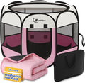 Dog Playpen, Large Puppy Pet Playpen, Dog Crate Tent Cage Indoor/Outdoor, Portable Pop Up Dogs Kennel Playpen with Carrying Case for Dogs/Cats/Rabbitss, Black