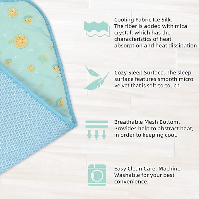 NWK Pack of 4 Pet Cooling Mat - Ice Silk Cooling Mat for Dogs & Cats Portable & Washable Pet Cooling Blanket, Car Seats, Beds for Summer (4pcs, Green Fruit, 39’’ X 27’’ X 0.3)
