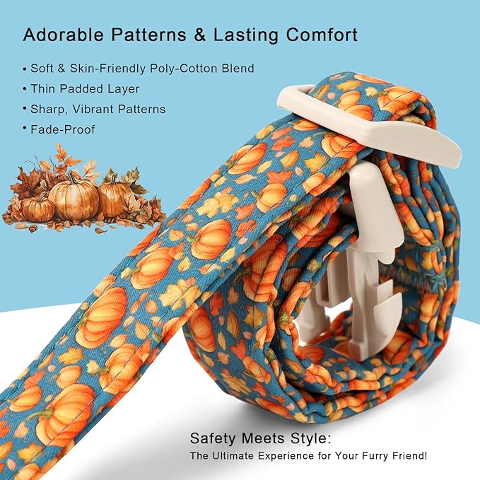 Fall Dog Collar Cute Autumn Pumpkin Puppy Collar - Light Comfortable Adjustable Pet Collars for Small Medium Large Girl Boy Dogs S