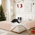 Waterproof Dog Blanket, Non-Slip Soft Pet Bed Cover, Couch Cover for Dogs Washable, Protects Sofa, Furniture, Crate, Car, Tear Resistant Leakproof Pet Blanket (82x82 Inch, Beige)