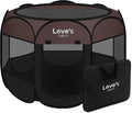 Love's cabin Pet Puppy Dog Playpen, Medium Dog Tent Crates Cage Indoor/Outdoor, Portable Playpen for Cat, Foldable Pop Up Dog Kennel Playpen with Carring Case, Removable Zipper Top, Brown