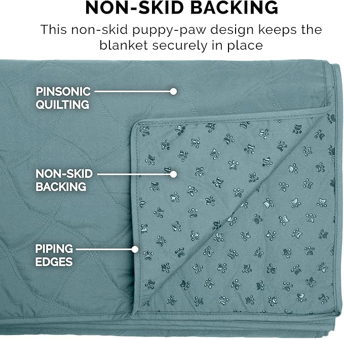 Furhaven Waterproof & Non-Slip Full Size Mattress Cover Protector for Dogs & Cats, Washable, For Beds, Couches, & Car Seats - Quilted Twill Blanket Mattress Cover - Nile Blue, Medium/Full Size