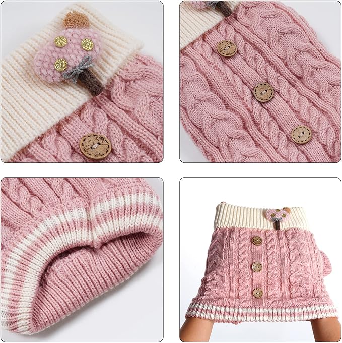 Dog Sweater Turtleneck Knitwear Doggie Pullover Sweater Doggy Winter Coat Warm Pet Clothes Puppy Holiday Clothing Buttons Knitted Outfits for Small Cats Dogs Cold Weather (X-Large)