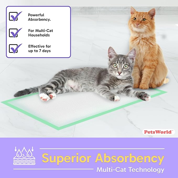 PetsWorld Universal Fit Multi-Cat Pad Refills for Litter Box, Fresh Scented, Ultra-Absorbent, Odor Control, Pack of 25